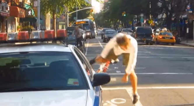 Man Gets Ticket For Not Riding In Bike Lane, Films Himself Crashing Into Things In Bike Lanes